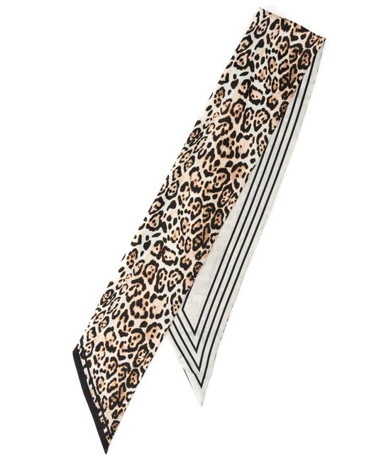 BCBGMAXAZRIA White Leopard Striped Twilly Scarf Set