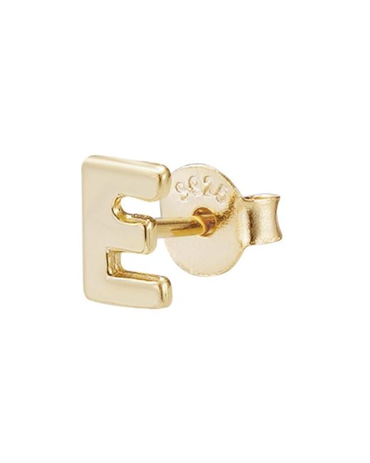 Adornia Fine White 14k Gold Vermeil .925 Sterling Silver Single Initial Stud Earring