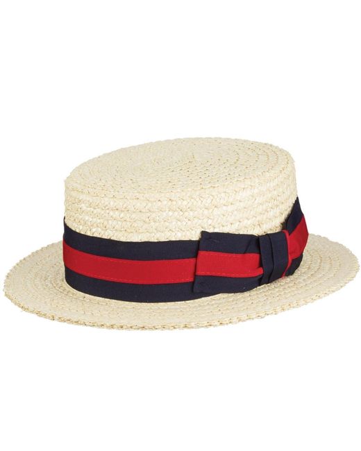 Scala Red Straw Boater Hat for men