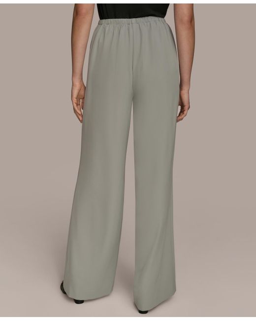 Donna Karan Brown Wide-leg Pull-on Pants