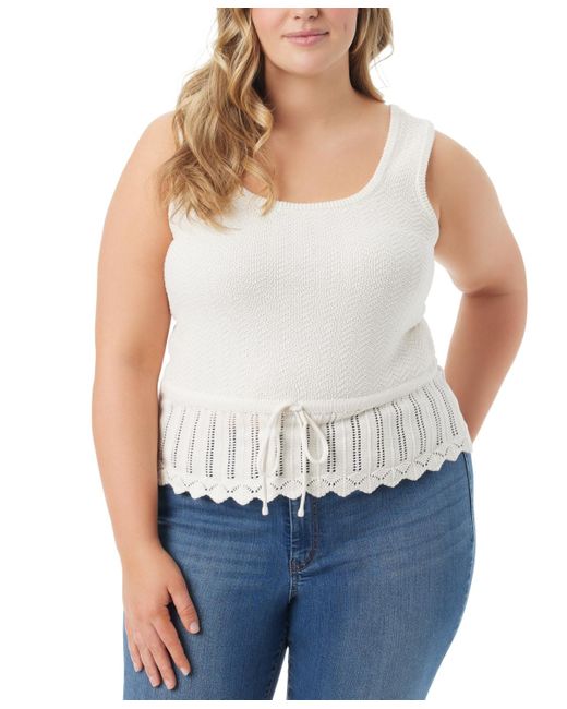 Jessica Simpson White Trendy Plus Size Sierra Drawstring Sweater Tank Top
