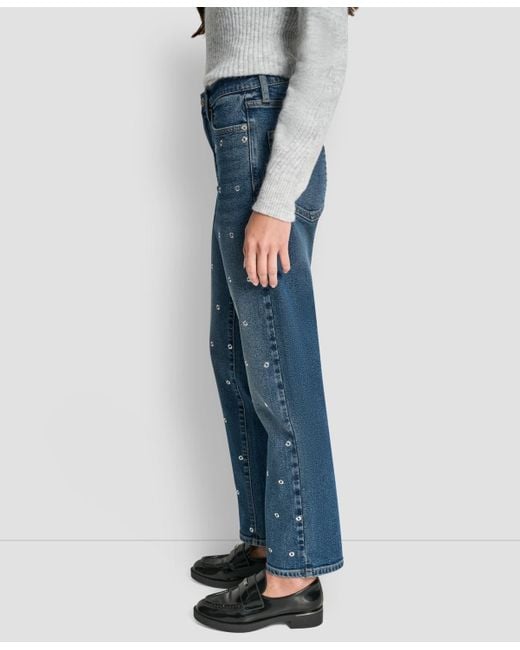 DKNY Women's Blue Mid-rise Classic Straight Jeans straight jeans