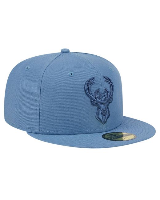 KTZ Blue Distressed Milwaukee Bucks Color Pack Faded Tonal 59fifty Fitted Hat for men
