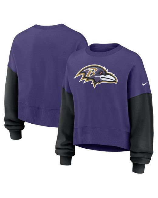 Nike Blue Baltimore Ravens Oversized Color-block Pullover Sweatshirt