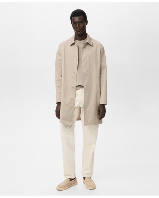 Mango White Classic Water-repellent Trench Coat for men