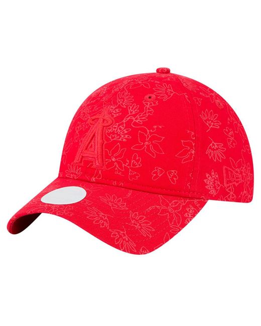 KTZ Red Los Angeles Angels Tonal Floral 9twenty Adjustable Hat