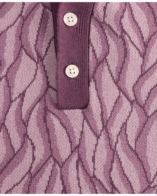 Alfani Purple Short Sleeve Birdseye Jacquard Polo Sweater for men