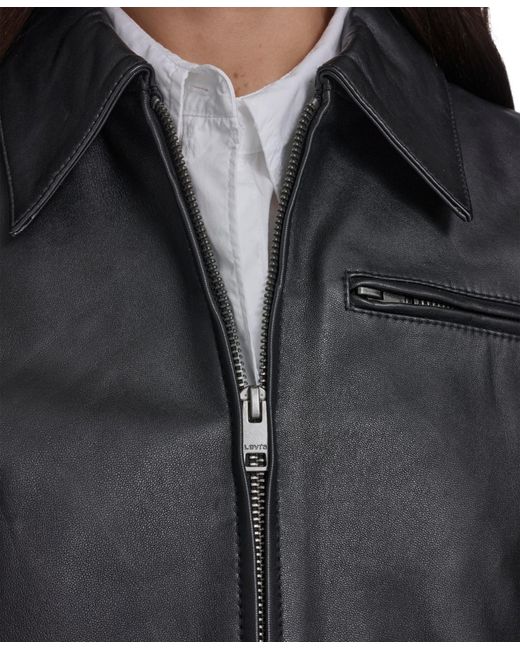 Levi's Blue Real Leather Laydown Collar Jacket