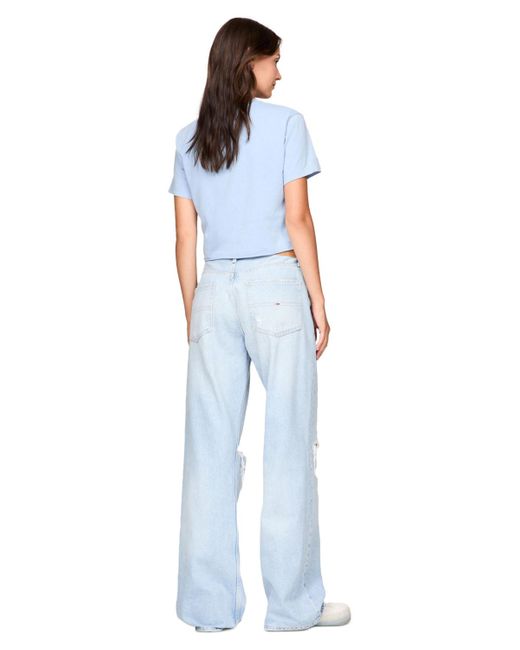 売れ筋商品|||トミーヒルフィガー カットソー トップス レディース Women's Cotton Crop Varsity Crewneck Tee Sweet Blue Tommy Jeans Women's Cotton Crop Varsity Crewneck Tee - Macy's