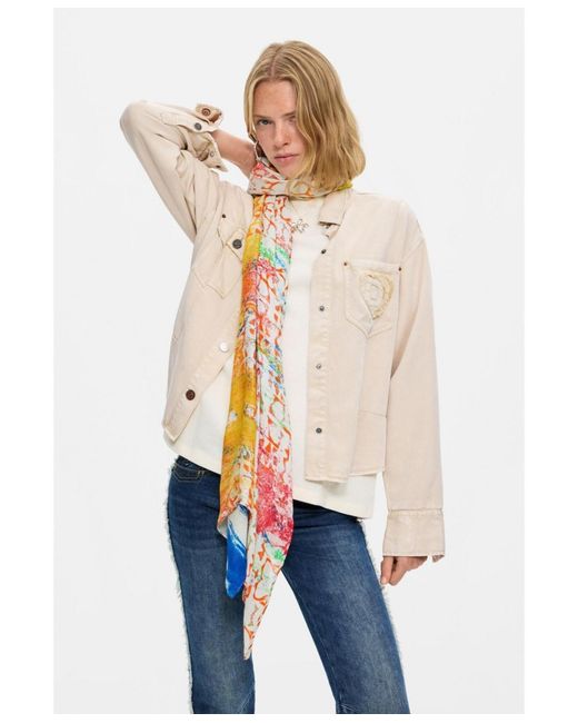Desigual White Rectangular Foulard Lacroix