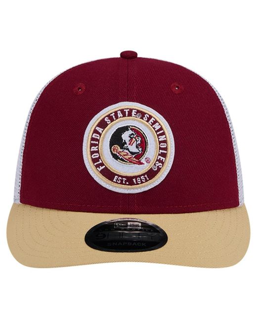 KTZ Red Florida State Seminoles Throwback Circle Patch 9fifty Trucker Snapback Hat for men