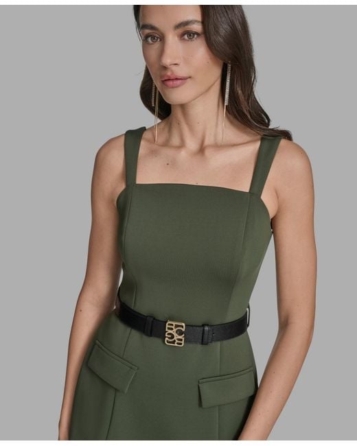 BCBGMAXAZRIA Sleeveless Belted A-line Dress in Green | Lyst BCBGMAXAZRIA Sleeveless Belted A-line Dress in Green | Lyst