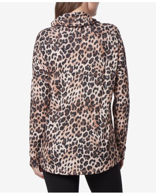 Marc New York Multicolor Andrew Marc Sport Long Sleeve Printed Cowl Neck Tunic Top