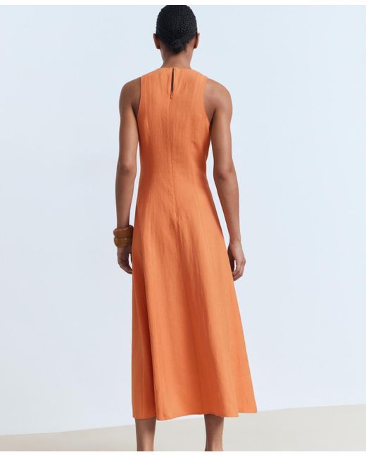 Mango Orange Flared Midi-dress