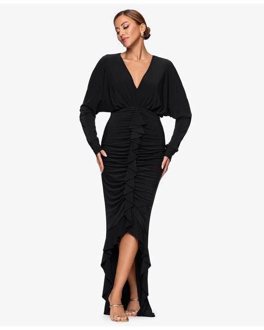 xscape dresses black long Ruth Satin High Tie Neck Backless Floor Length Dress main image 0