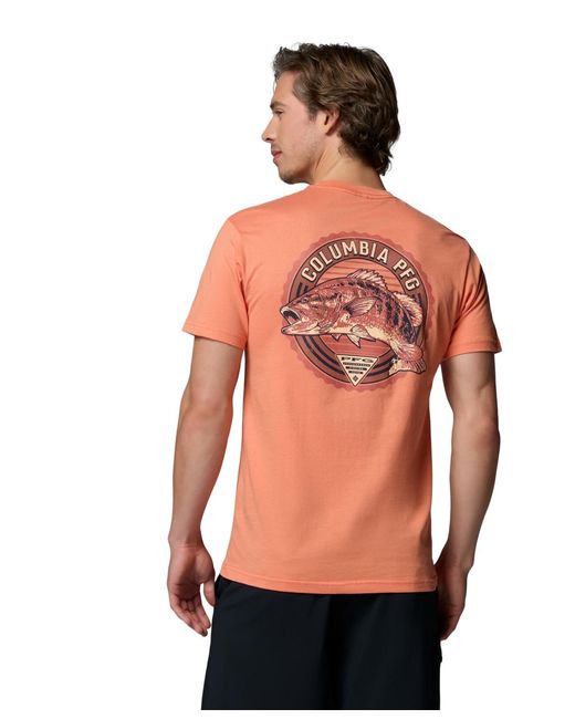 Columbia Red Pfg Trawling Graphic T-shirt for men