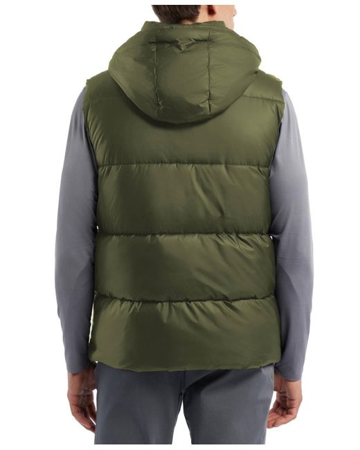 Hunter Green Chiswell Nylon Quilted Removable Hood Full Zip Puffer Vest for men