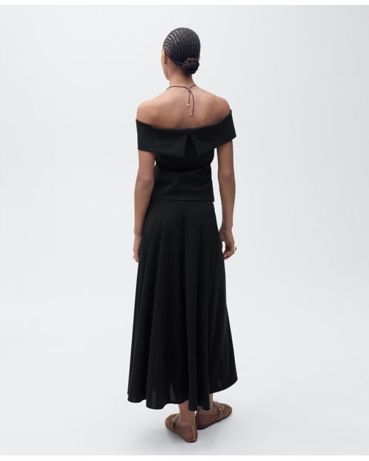Mango Black Flared Knitted Skirt