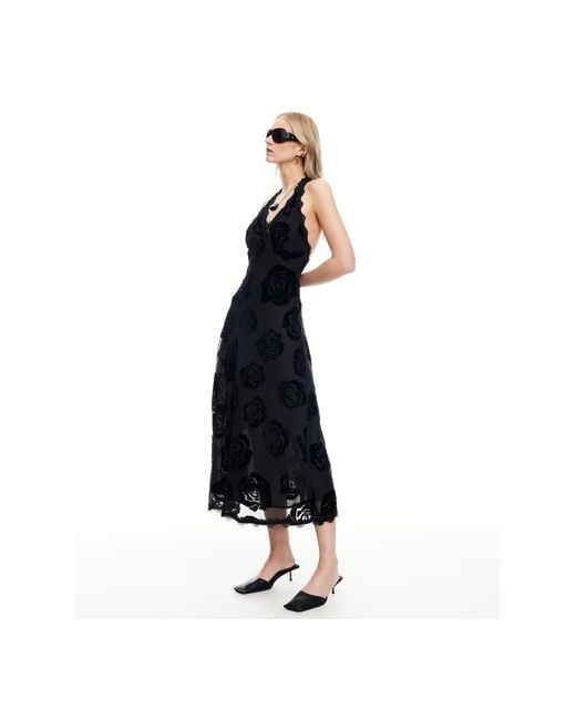 Lioness Black Stars Align Halter Neck Midi Dress