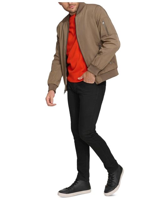 Calvin Klein Natural Solid-color Zipper Flight Jacket for men