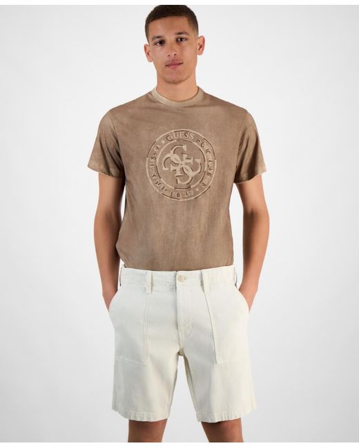 Guess Natural Herringbone Utility Shorts for men