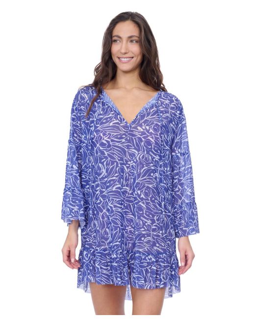 Gottex Blue Tulip Mesh Tunic