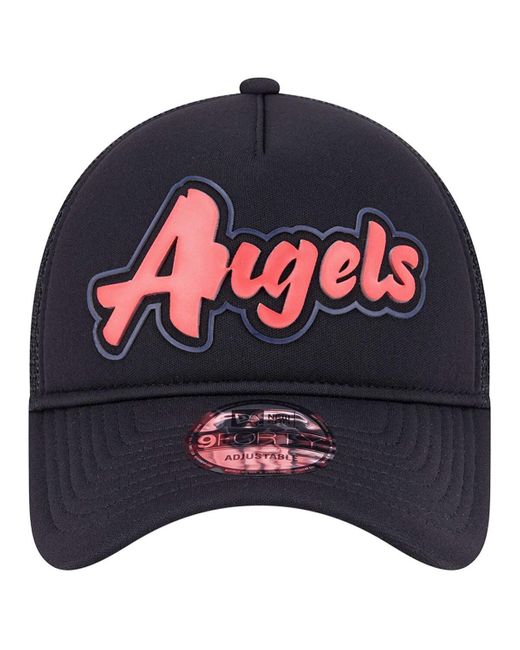 KTZ Blue Los Angeles Angels Retro Bold A-frame Trucker 9forty Adjustable Hat for men