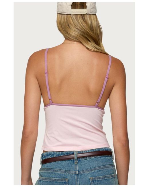 Edikted Pink Leona Contrast Tank Top