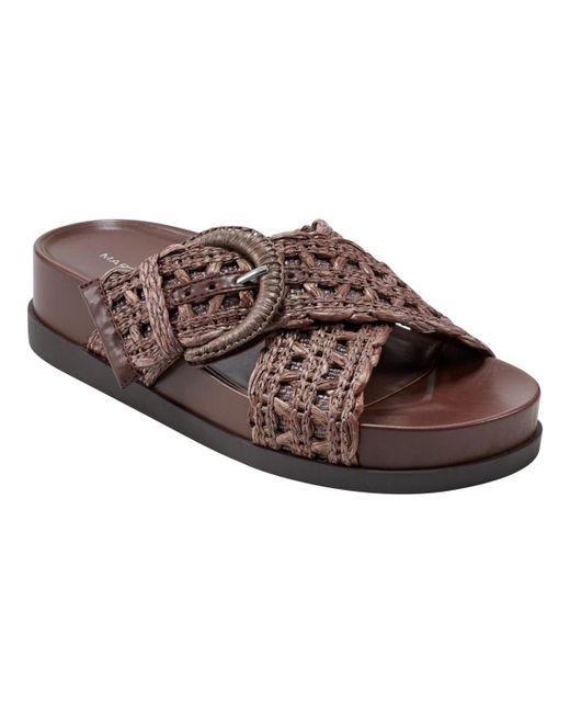 Marc Fisher Brown Welti Slip-on Flat Casual Sandals