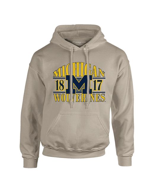 Image One Gray Michigan Wolverines Upper Arch Letters Pullover Hoodie for men