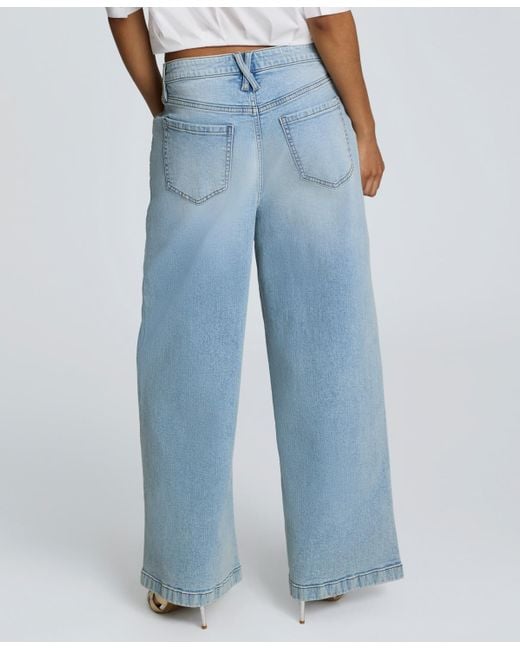 Kenneth Cole Blue Slouchy High-rise Wide-leg Jeans