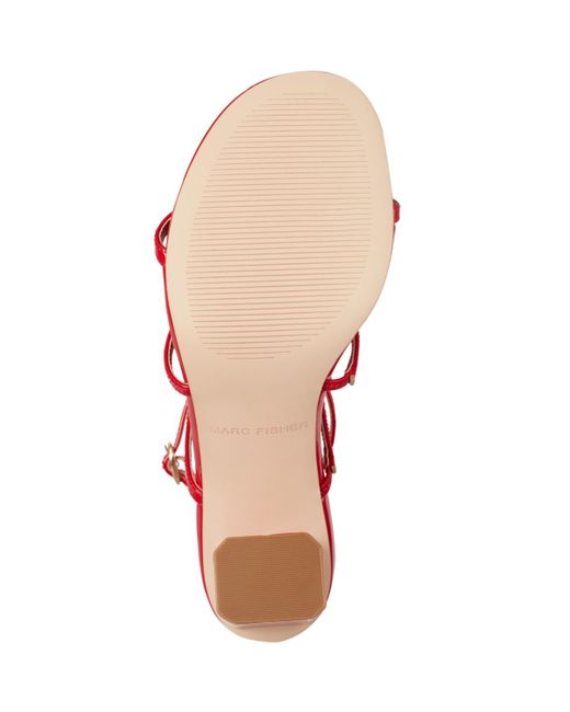 Marc Fisher Red Norene Caged Block Heel Sandals