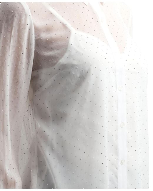 Bcx White Studded Chiffon Long Sleeves Shirt