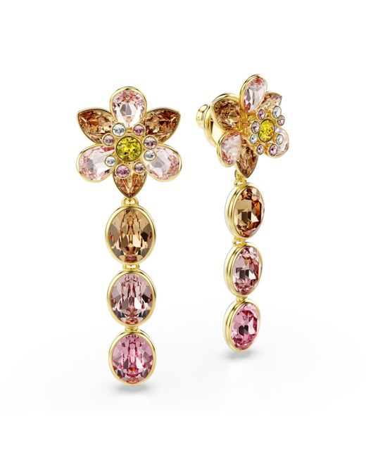 Swarovski White Idyllia Gold-tone Plated Drop Earrings