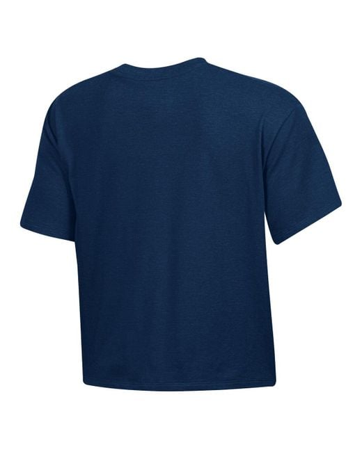 Under Armour Blue Notre Dame Fighting Irish Essentials Icon Ultra-soft Tri-blend Boxy Cropped Performance T-shirt