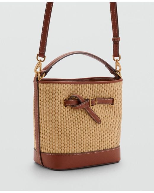Mango Multicolor Buckle Detail Canvas Bucket Bag