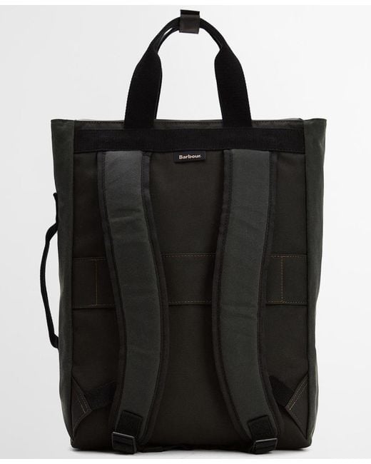 Barbour Black Field Wax Zipper Large Backpack for men
