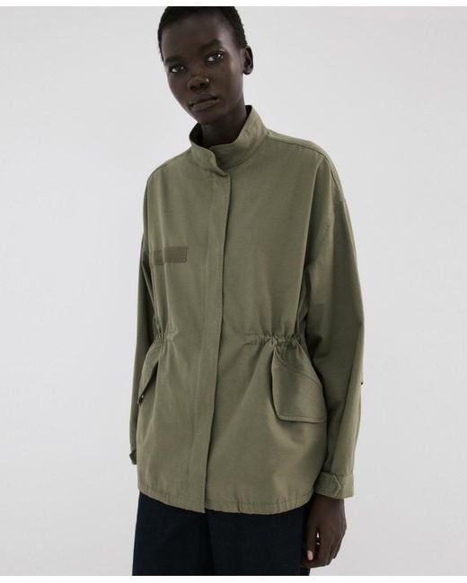 Mango Green Pockets Cotton Jacket