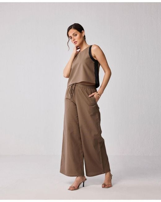 REISTOR Brown Wide-leg Drawstring Pants