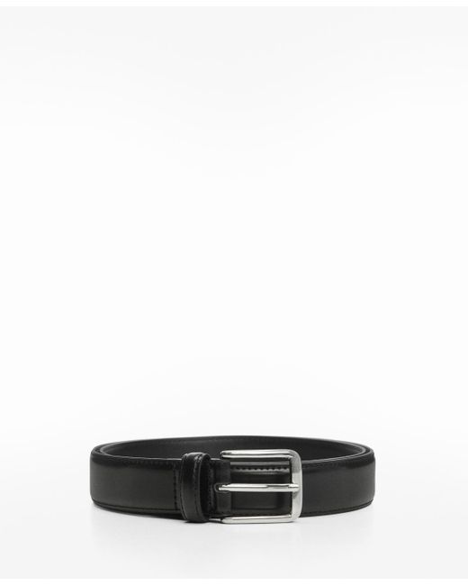 Mango Black Leather Belt for men