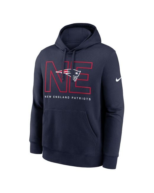 Nike Blue New England Patriots Busted Play Club Fleece Pullover Hoodie for men