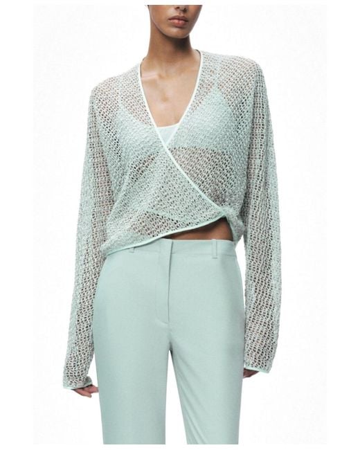 Nocturne Blue Wrap Mesh Blouse