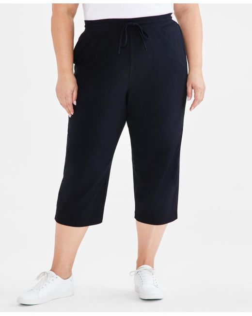 Style & Co. Black Plus Size Knit Pull-on Capri Pants
