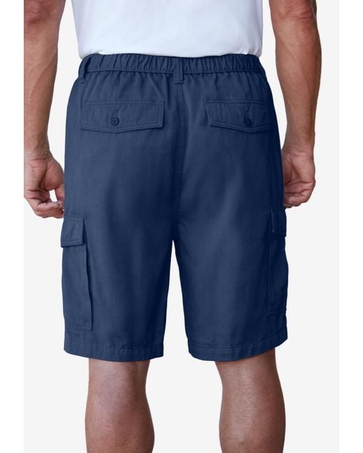 Boulder Creek Blue Big & Tall By Kingsize Renegade 9" Full Elastic Waist Cargo Shorts for men