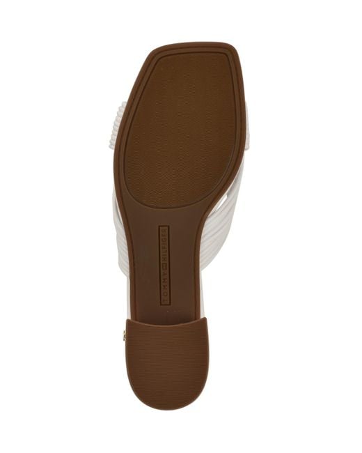 Tommy Hilfiger White Philie Knotted Crisscross Block Heel Sandals