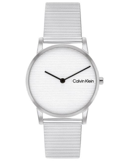 Calvin Klein Gray Ck Feel Stainless Steel Mesh Watch 30mm