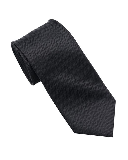 Karl Lagerfeld Black Chevron Pattern Classic Tie for men