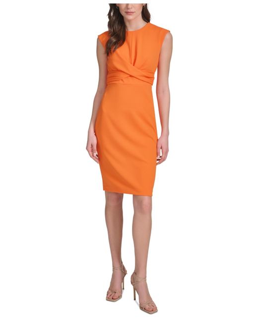 Calvin Klein Orange Twist-front Sheath Dress