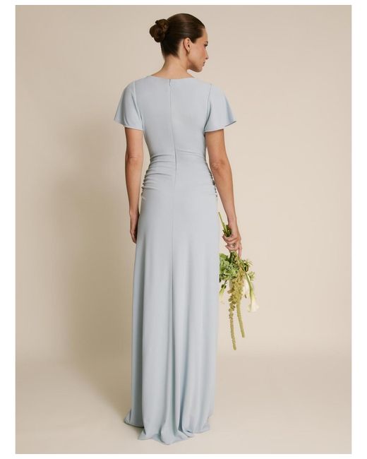 Six Stories Natural Knot Panel Flutter Sleeve Stretch Dresses