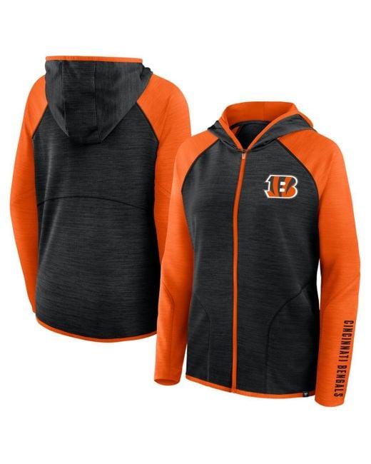 Fanatics Blue Black/orange Cincinnati Bengals Redzone End Around Pass Raglan Full-zip Hoodie